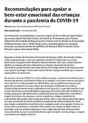 Recomendações para apoiar o bem-estar emocional das crianças durante a pandemia da COVID-19